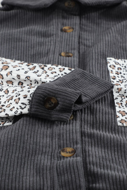 Patchwork Corduroy Buttoned Shirt Jacket